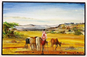 African Painting - Herding in the Rift from Africa